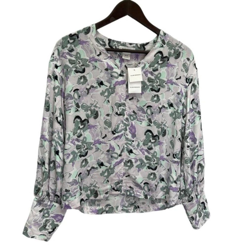 Club Monaco Mauve Floral V  Neck Blouse Size XS